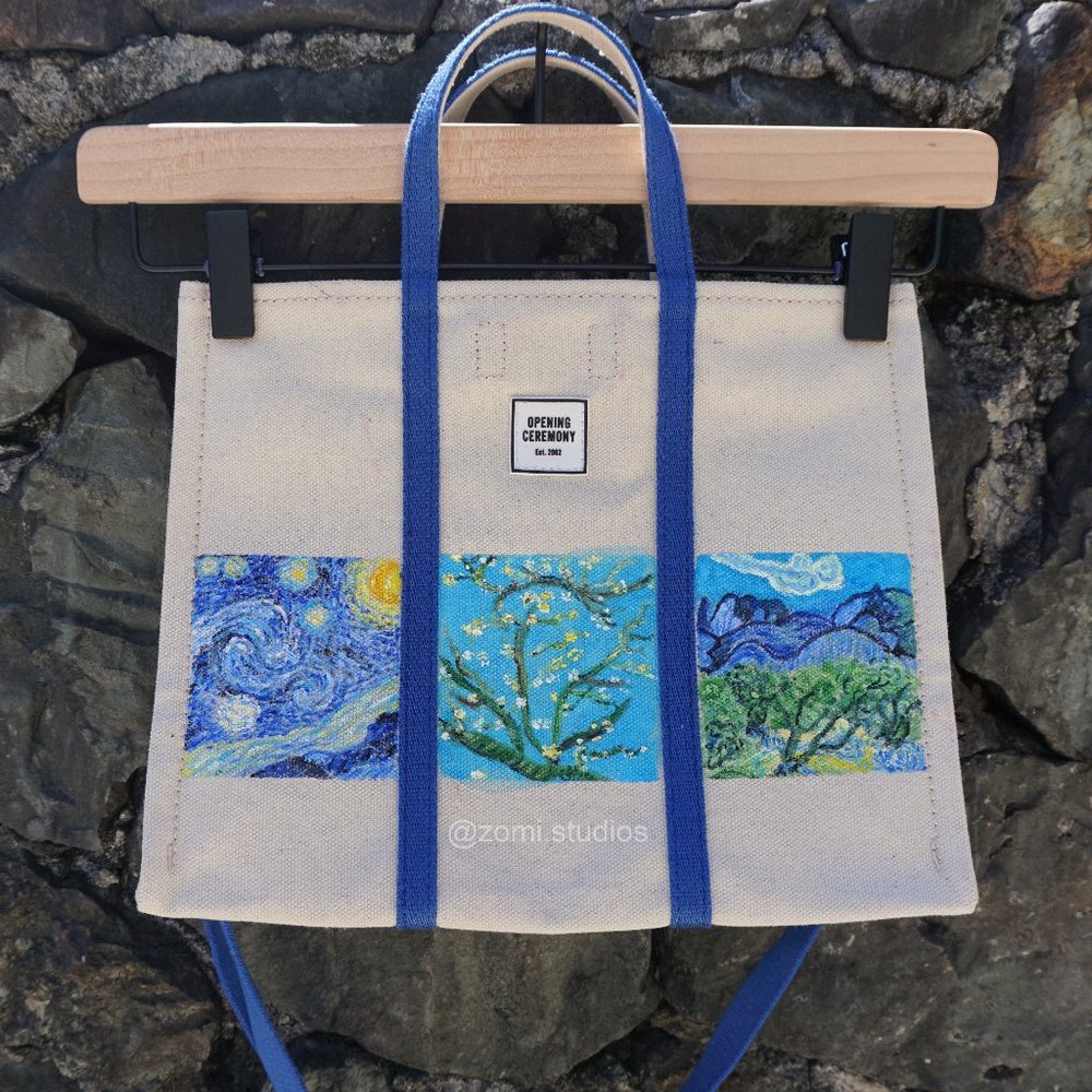 Opening Ceremony Van Gogh Hand Painted Canvas Tote